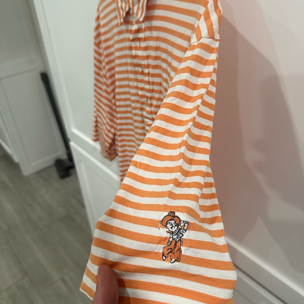 Orange Striped Polo Golf Shirt Swinging Pete